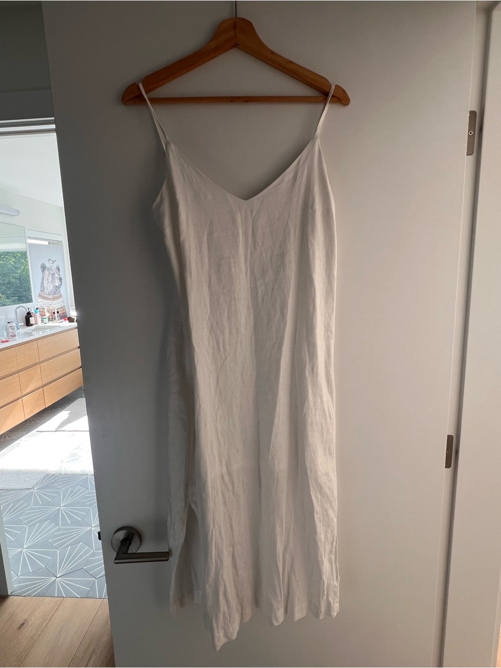 Assembly Label White linen Dress with Spaghetti Straps